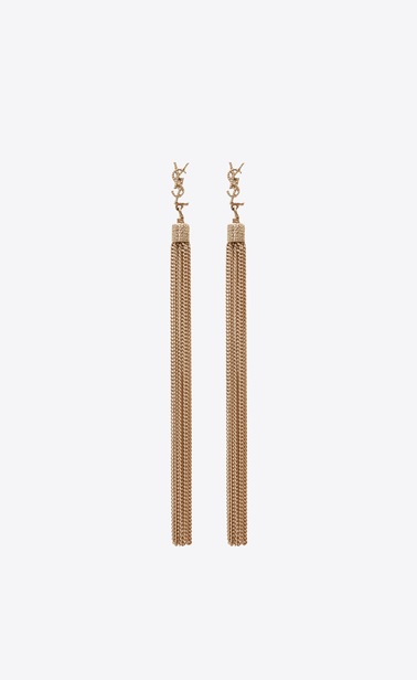 Boucles d'oreilles LOULOU à pompon chaines en laiton doré clair